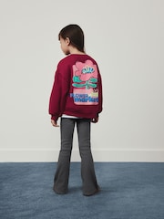 Berry Pink Flower Sweatshirt and Flare Leggings Set (3-16yrs) - Image 3 of 4