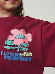 Berry Pink Flower Sweatshirt and Flare Leggings Set (3-16yrs) - Image 4 of 4