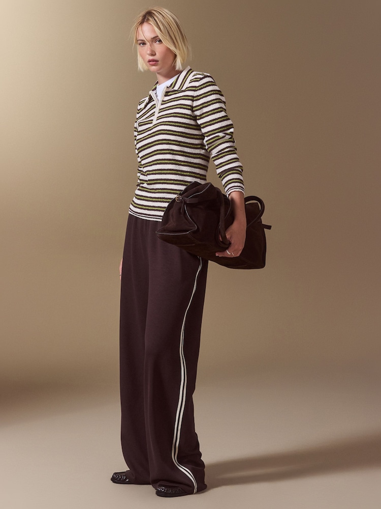 მწვანე ზოლი - Long Sleeve Knit Look Zip Polo Top - სურათი 2 8-დან მწვანე ზოლი - Long Sleeve Knit Look Zip Polo Top - სურათი 2 8-დან