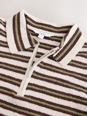მწვანე ზოლი - Long Sleeve Knit Look Zip Polo Top - სურათი 7 8-დან