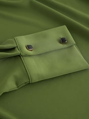 Green Long Sleeved Drape Bubblehem Top - Image 9 of 9
