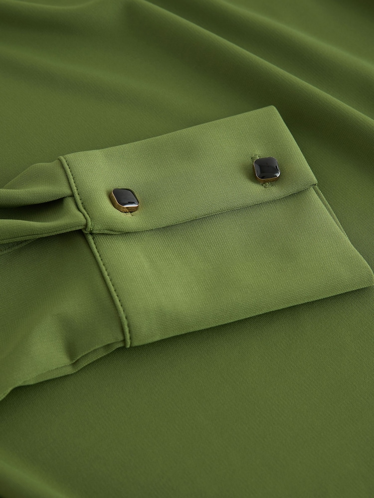 Green Long Sleeved Drape Bubblehem Top - Image 9 of 9 Green Long Sleeved Drape Bubblehem Top - Image 9 of 9