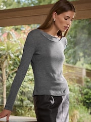 Charcoal Grey N.Premium Wool Blend Long Sleeved Top - Image 2 of 8