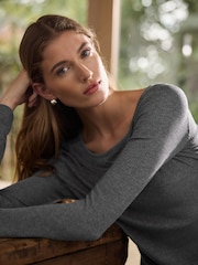 Charcoal Grey N.Premium Wool Blend Long Sleeved Top - Image 4 of 8