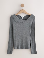 Charcoal Grey N.Premium Wool Blend Long Sleeved Top - Image 6 of 8