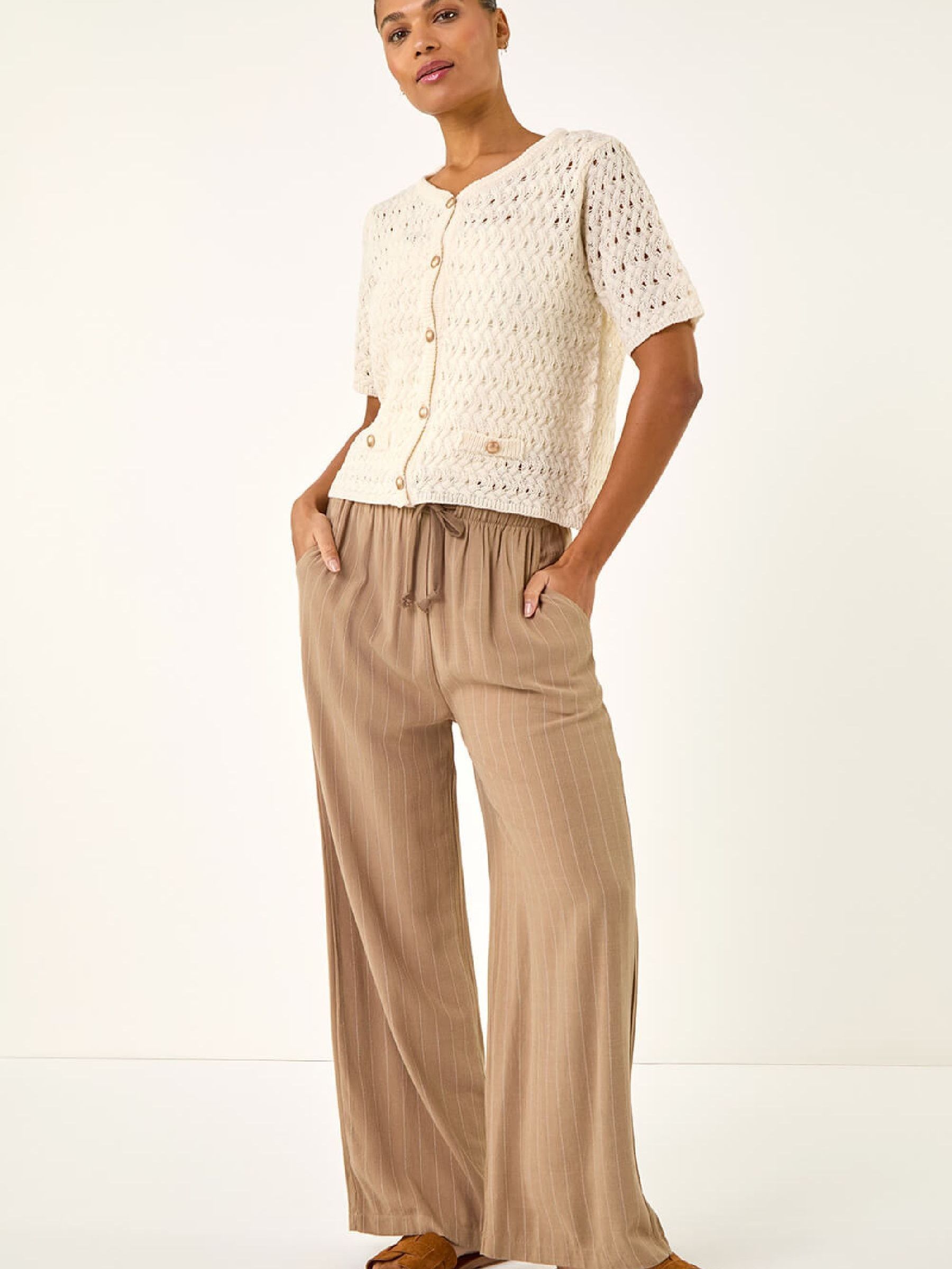 Buy Roman White Pointelle V-Neck Knit Cardigan from Next USA