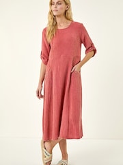 אדום - Roman שמלת מידי בגזרת A עם מרקם - תמונה 1 מתוך 5