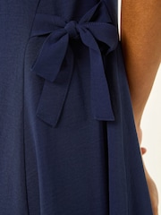Roman Blue Side Tie Detail Midi Dress - Image 5 of 5