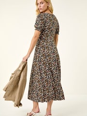 Roman Pink Floral Ruched Midi Dress - Image 3 of 4