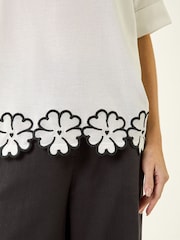 Roman White Floral Trim Knit Top - Image 5 of 5