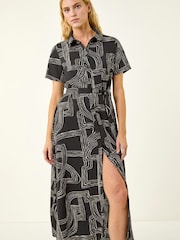 Roman Black Geo Linear Print Shirt Midi Dress - Image 2 of 2