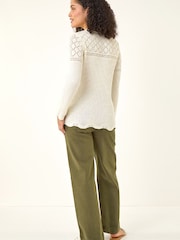 Roman White Textured Wave Hem Knit Jumper - Image 3 of 5