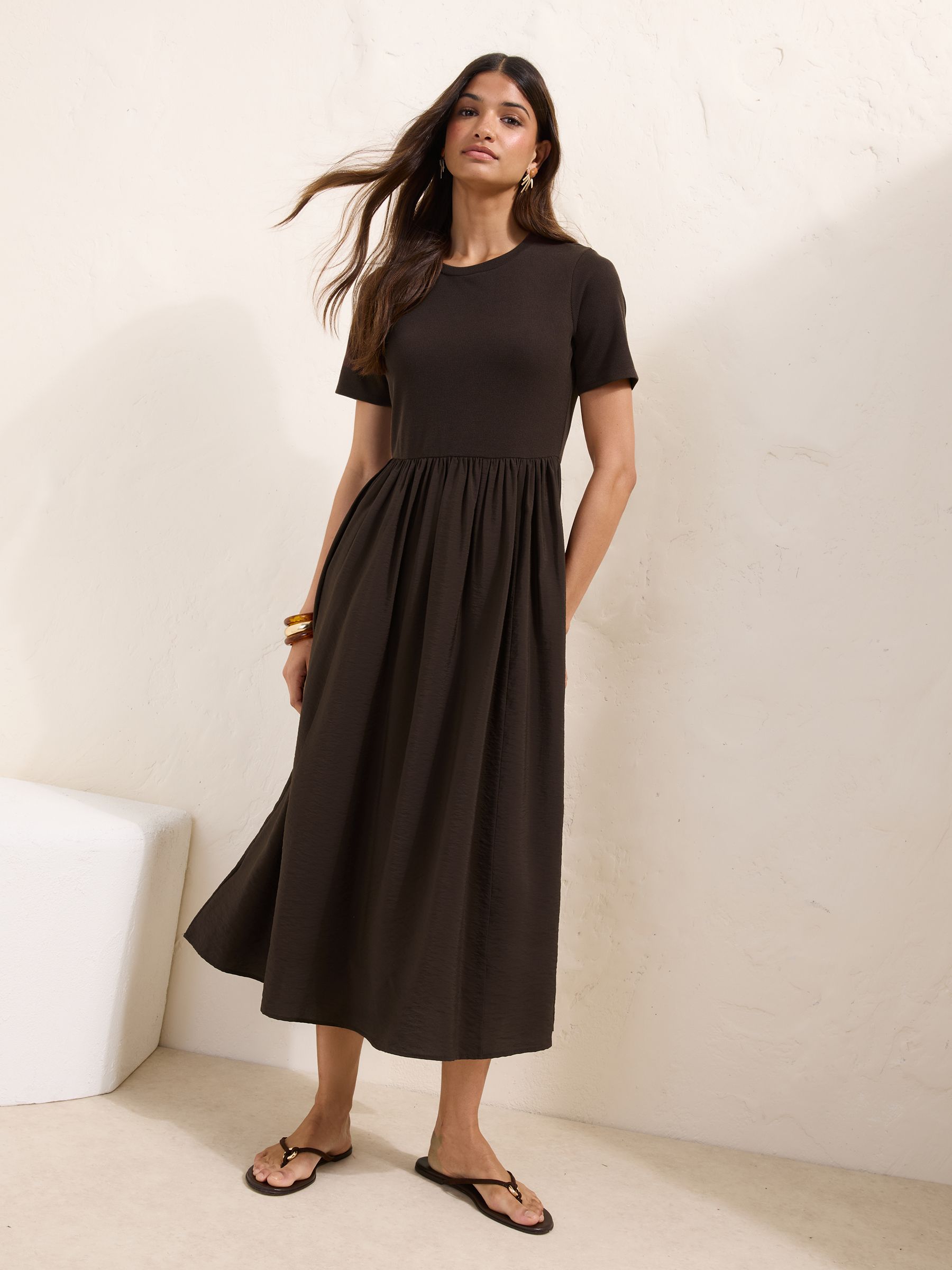 Buy Friends Like These Chocolate Brown Short Sleeve 2 in1 Midi