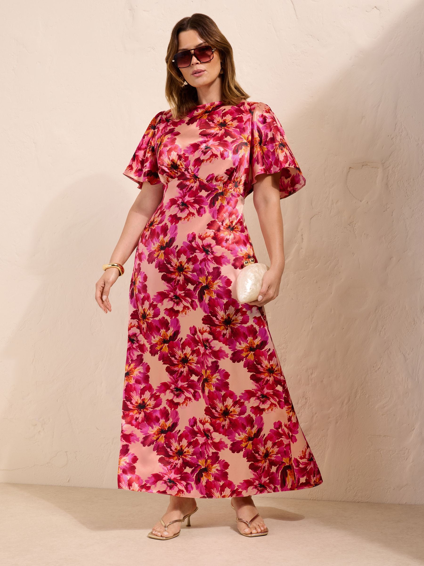 Buy Friends Like These Berry Pink Curve Blurred Floral Ruffle