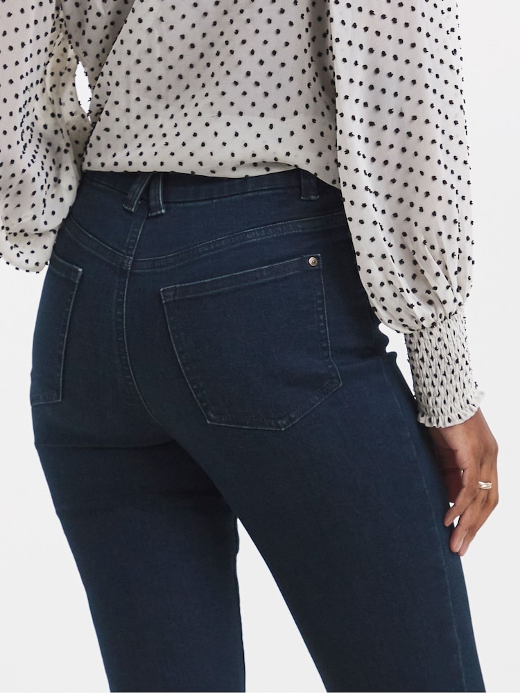 JD Williams Navy Blue High Waist Super Stretch Slim Leg Jeans - Image 4 of 4 JD Williams Navy Blue High Waist Super Stretch Slim Leg Jeans - Image 4 of 4