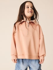 כתום בהיר - Half Zip Sweatshirt (3-16yrs) - תמונה 2 מתוך 8