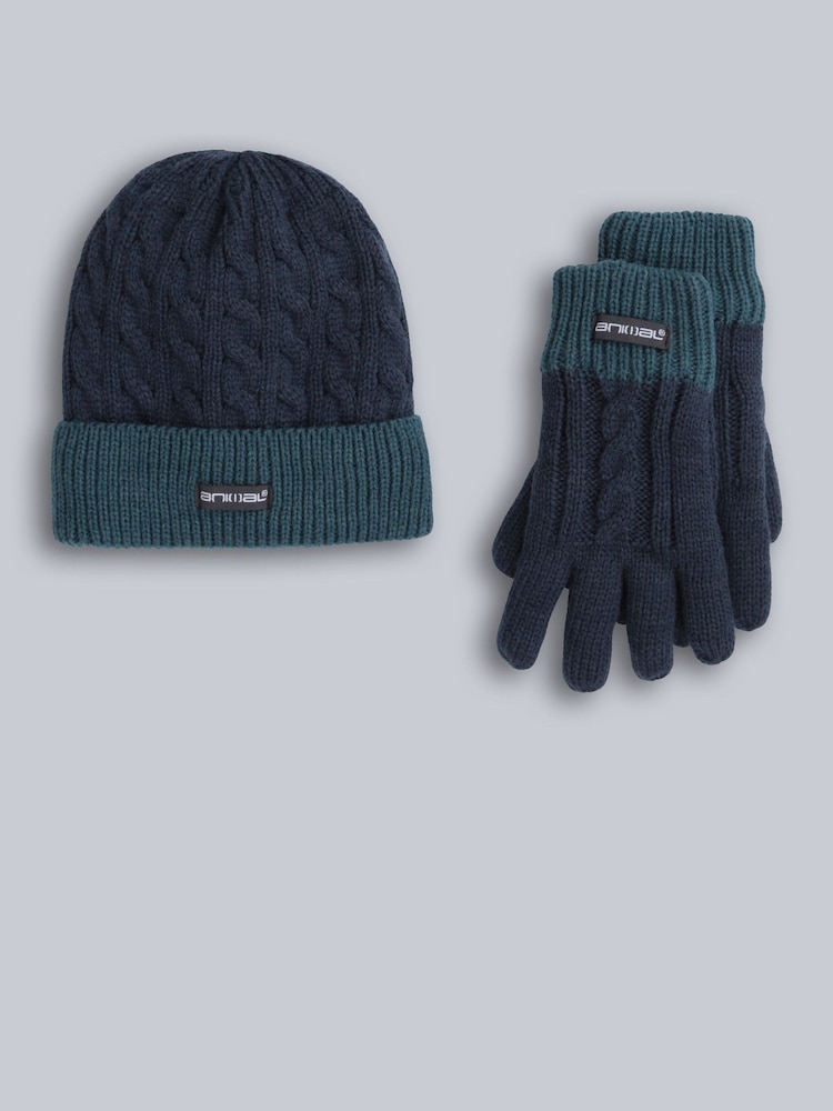 Blå - Sett med Animal hatter og hansker til barn, pelsfôret - Bilde 1 av 6
