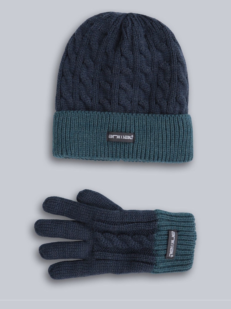 Blå - Sett med Animal hatter og hansker til barn, pelsfôret - Bilde 2 av 6