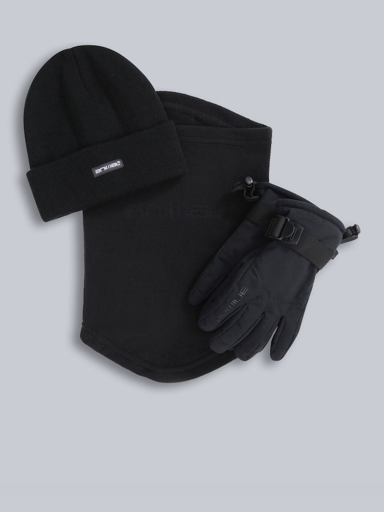 Animal Black Polar Kids Waterproof Ski Gloves & Accessories Set - Image 1 of 6 Animal Black Polar Kids Waterproof Ski Gloves & Accessories Set - Image 1 of 6