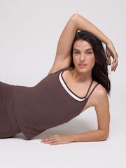 OSIA Chocolate Brown Tipped Double Layer Vest - Image 1 of 4