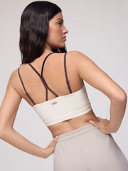 OSIA Cream and Brown Tipped Double Layer Crop Top - Image 4 of 4