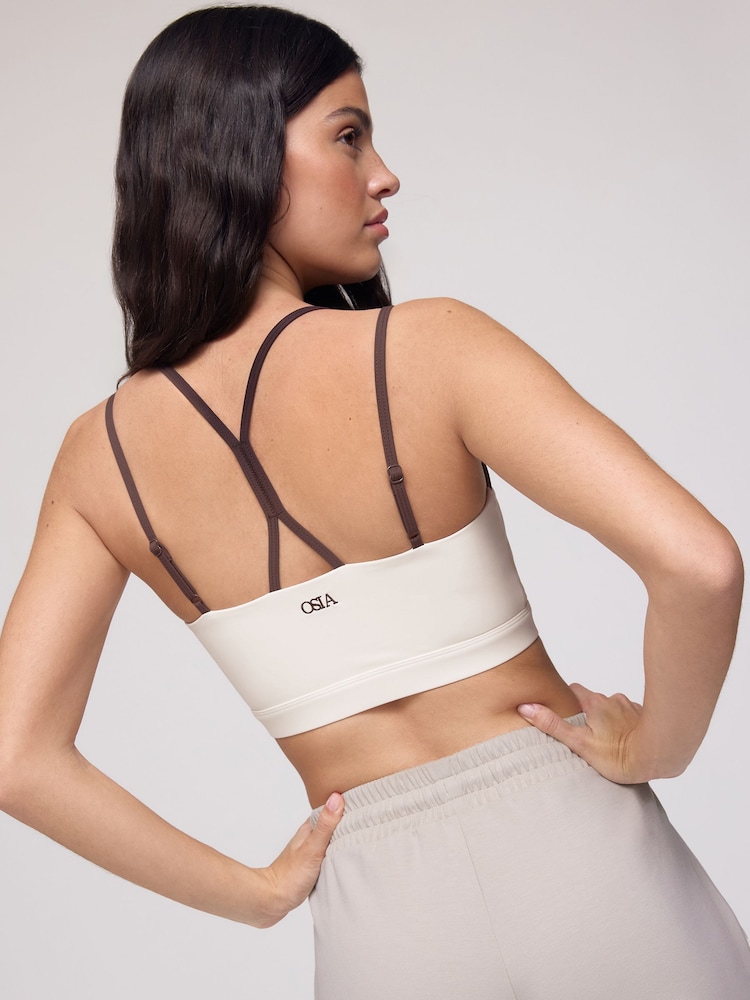 OSIA Cream and Brown Tipped Double Layer Crop Top - Image 4 of 4 OSIA Cream and Brown Tipped Double Layer Crop Top - Image 4 of 4