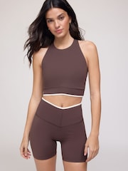 OSIA Chocolate Brown Tipped High Neck Crop Top - Image 1 of 5