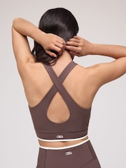 OSIA Chocolate Brown Tipped High Neck Crop Top - Image 4 of 5