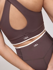 OSIA Chocolate Brown Tipped High Neck Crop Top - Image 5 of 5