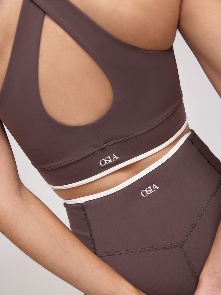 OSIA Chocolate Brown Tipped High Neck Crop Top - Image 5 of 5 OSIA Chocolate Brown Tipped High Neck Crop Top - Image 5 of 5