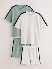 Green/Grey Side Stripe Stripe Short Sleeve Jersey Pyjamas Set 2 Pack - Image 1 of 13