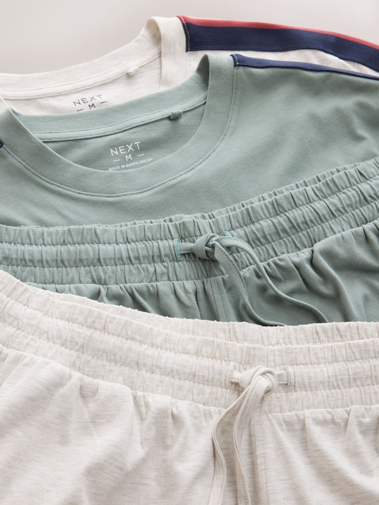 Green/Grey Side Stripe Stripe Short Sleeve Jersey Pyjamas Set 2 Pack - Image 13 of 13 Green/Grey Side Stripe Stripe Short Sleeve Jersey Pyjamas Set 2 Pack - Image 13 of 13