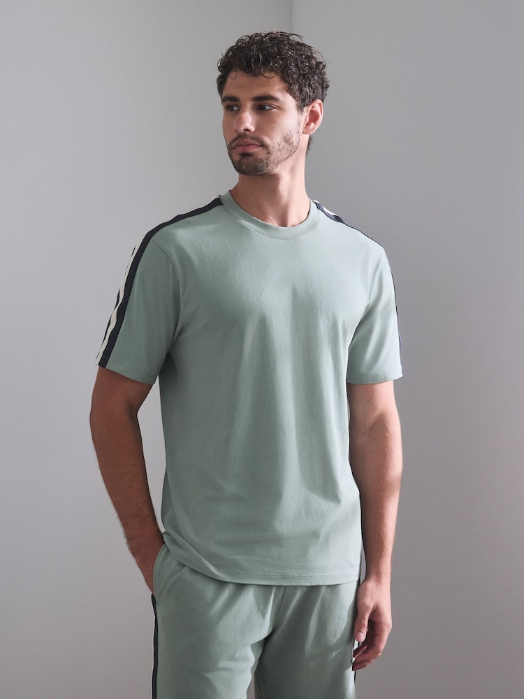 Green/Grey Side Stripe Stripe Short Sleeve Jersey Pyjamas Set 2 Pack - Image 2 of 13 Green/Grey Side Stripe Stripe Short Sleeve Jersey Pyjamas Set 2 Pack - Image 2 of 13