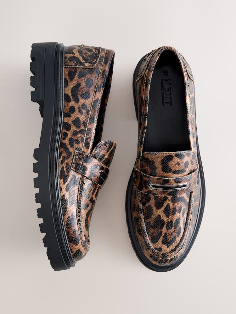 Leopard Forever Comfort® Chunky Sole Loafers - Image 1 of 9 Leopard Forever Comfort® Chunky Sole Loafers - Image 1 of 9