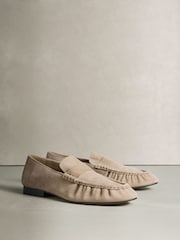Таупе - N. Premium Suede Almond Toe Ruched Loafers - Image 10 of 13