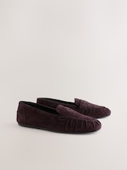 Chocolate Brown Forever Comfort® Suede Leather Ruched Loafers - Image 4 of 7