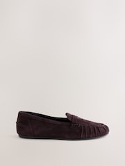 Chocolate Brown Forever Comfort® Suede Leather Ruched Loafers - Image 5 of 7