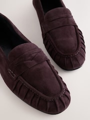 Chocolate Brown Forever Comfort® Suede Leather Ruched Loafers - Image 6 of 7
