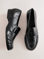 Black Forever Comfort® Ruched Leather Loafers - Image 1 of 5
