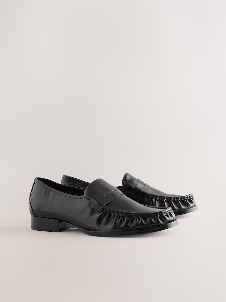 Black Forever Comfort® Ruched Leather Loafers - Image 2 of 5