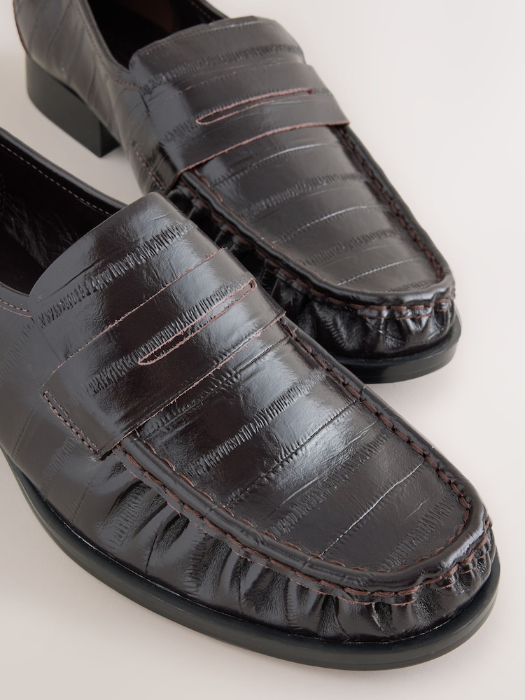 Chocolate Brown Forever Comfort® Ruched Leather Loafers - Image 10 of 10