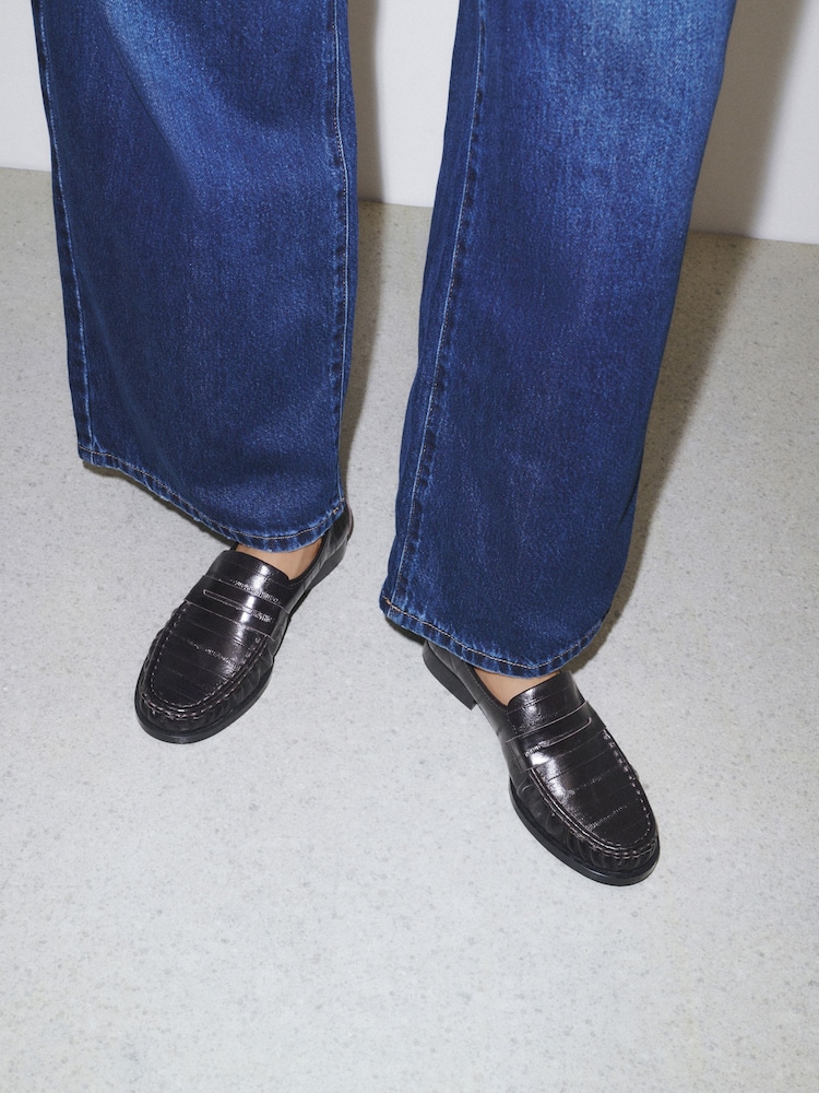 Chocolate Brown Forever Comfort® Ruched Leather Loafers - Image 2 of 10
