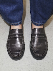 Chocolate Brown Forever Comfort® Ruched Leather Loafers - Image 6 of 10