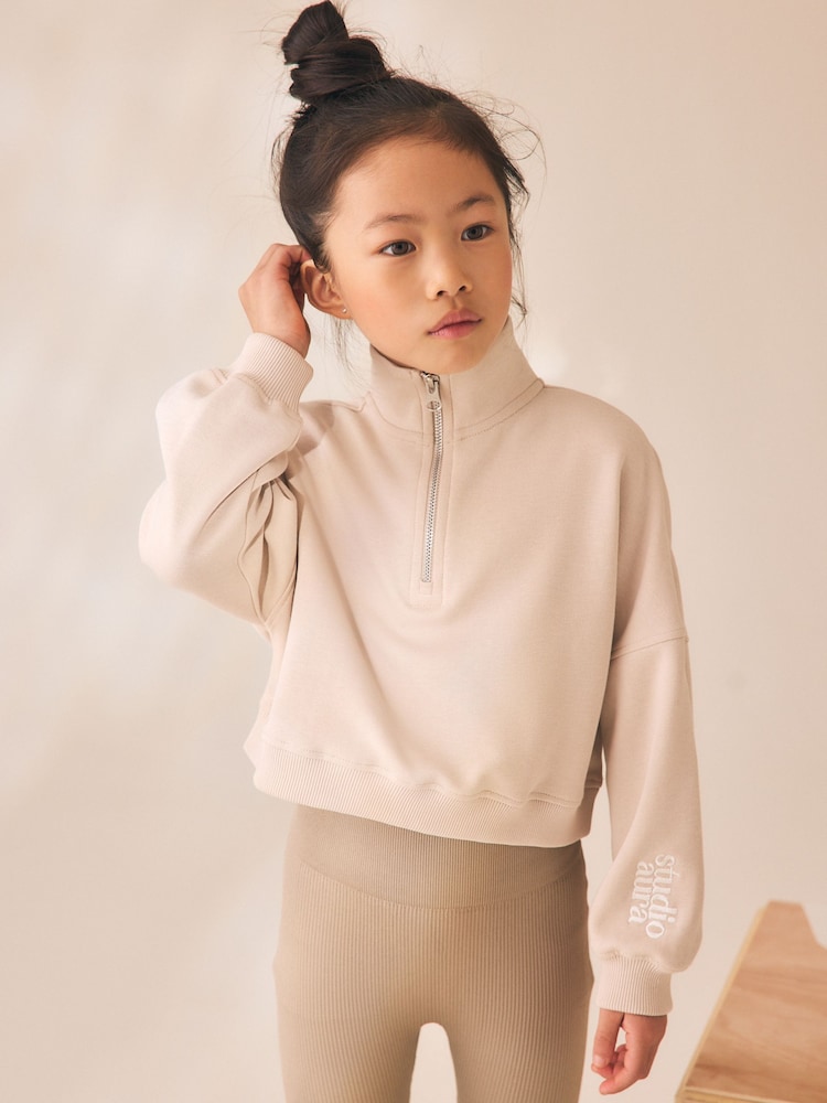 Neutral Quarter Zip Sweatshirt (3-16yrs) - Image 1 of 4