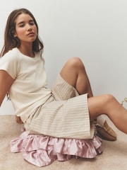 Ecru Stripe/Ditsy Longline Bermuda Cotton Shorts 2 Pack - Image 7 of 10