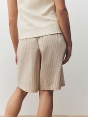 Ecru Stripe/Ditsy Longline Bermuda Cotton Shorts 2 Pack - Image 8 of 10