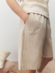 Ecru Stripe/Ditsy Longline Bermuda Cotton Shorts 2 Pack - Image 9 of 10