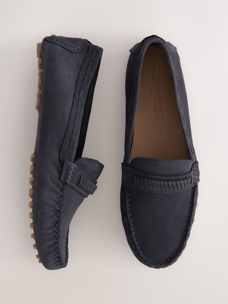 Navy N.Premium Whipstitch Driver Moccasins Shoes - Image 1 of 10