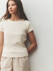 Grey/Ecru Ribbed T-Shirts 2 Pack - Image 2 of 5