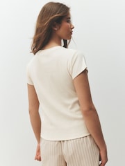 Grey/Ecru Ribbed T-Shirts 2 Pack - Image 4 of 5